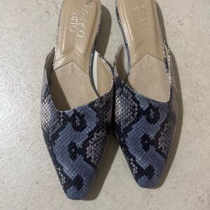 Franco Sarto Blue Snake Print Mules